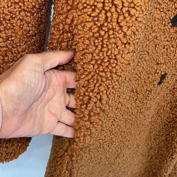 J. CREW Double Breasted Teddy Sherpa Coat Adobe Clay Small NWT - Picture 8 of 11